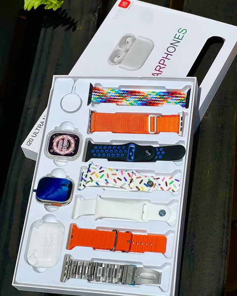 I20 Ultra Smart Watch With Earbuds And 7 Straps