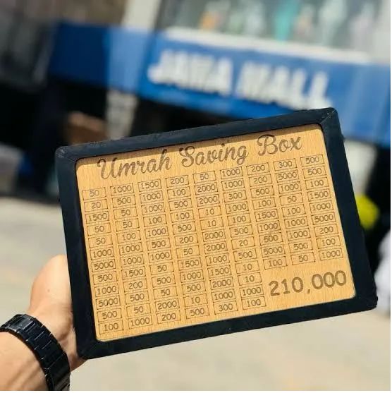 Umrah Savings Box 280 Days Wooden Money Saving Jar